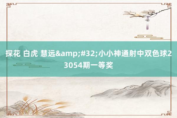 探花 白虎 慧远&#32;小小神通射中双色球23054期一等奖