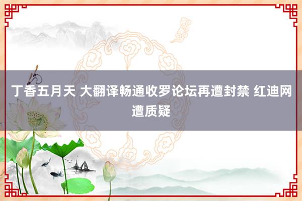 丁香五月天 大翻译畅通收罗论坛再遭封禁 红迪网遭质疑