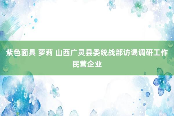 紫色面具 萝莉 山西广灵县委统战部访谒调研工作民营企业