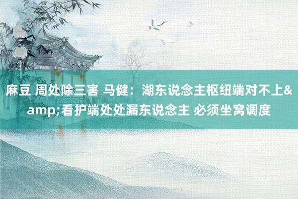 麻豆 周处除三害 马健：湖东说念主枢纽端对不上&看护端处处漏东说念主 必须坐窝调度