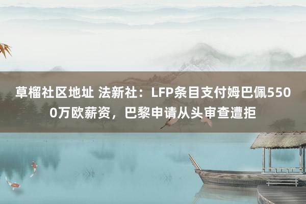 草榴社区地址 法新社：LFP条目支付姆巴佩5500万欧薪资，巴黎申请从头审查遭拒