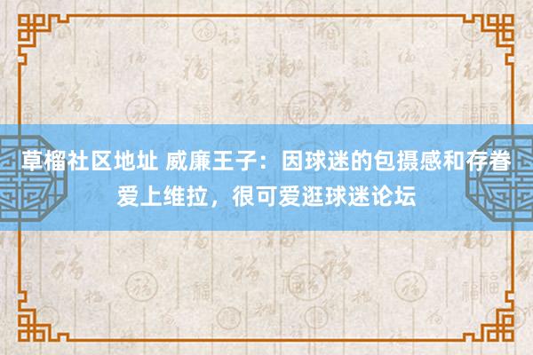 草榴社区地址 威廉王子：因球迷的包摄感和存眷爱上维拉，很可爱逛球迷论坛