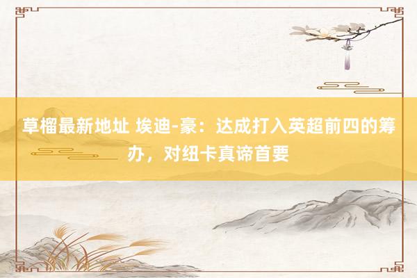 草榴最新地址 埃迪-豪：达成打入英超前四的筹办，对纽卡真谛首要